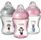 Nuby Anti Colic Baby Bottle Set – Slow Flow Easy Latch Teats | 240ml / 8oz | Includes Matching Dummy | Dishwasher Safe (Pink, Set of 3)