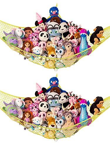 Lilly's Love mjukisdjur förvaring hängmatta – stor 2-pack – STUFFIE PARTY HAMMOCK (gul)