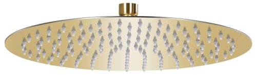 vidaXL Pomme de Douche Pluie Pulvérisateur Pommeau de Douche Tête de Douchette Accessoire de Salle de Bain Acier Inoxydable 30 cm Ronde Doré
