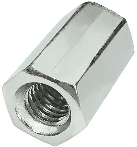 AERZETIX - C58224 - Juego de 10 tuercas de acoplamiento hexagonales alargadas M6x18mm - tuerca de prolongación con rosca métrica - en acero galvanizado