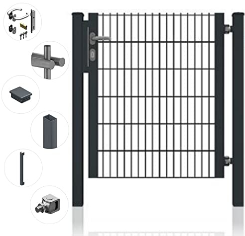 Gartentor für Doppelstabmattenzaun Anthrazit Rahmen offen inkl. Schloss Schlüssel Torpfosten Füllung 8/6/8 Höhe: Höhe 1600 mm Torbreite: Breite 1320 mm