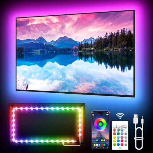 KANTUTOE TV LED Lights, 3m LED Lights for 32-45 Inch TVs, RGB TV Backlight with Remote, Colour Changing Music Sync Bluetooth APP Control Strip Lights USB Powered for Bedroom Gaming Room Decor