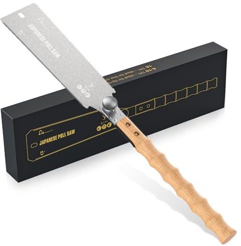 Sierra Japonesa Para Madera, Sierra de Mano de 233mm en Acero al Carbón SK5, Doble Canto con Dentado Progresivo 6-10/18 TPI para Madera y Plástico, para Carpinteria y Proyectos de Hogar