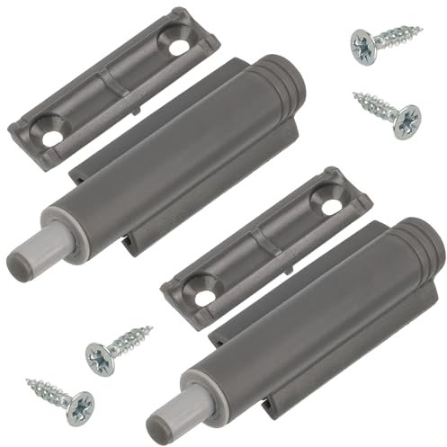 AERZETIX - Lot de 2 Amortisseurs de Porte de Meuble 71x20 mm Anti-Claquement en Plastique Gris pour Menuiserie Placard Armoire Fermeture Silence