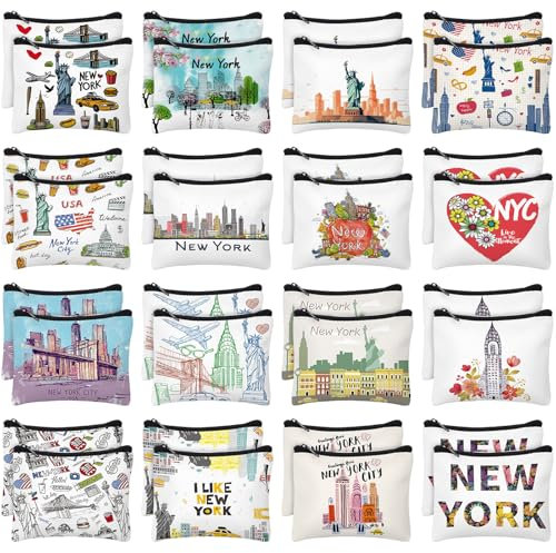 Dansydaisy New York Souvenirs NYC Gifts NY Souvenirs USA Souvenirs Kleine Leinwand Münzbörse Niedlich Kleingeld Geldbörse Reißverschluss Münzbeutel Mini Münztasche Winzige Tasche für Frauen Reisende