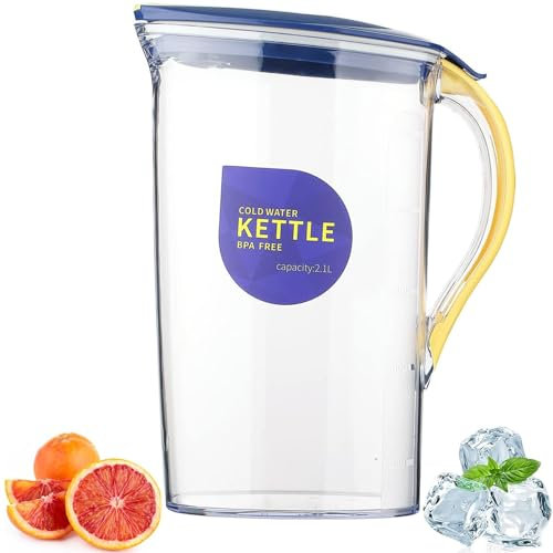 Jarra de Agua Para la Puerta del Frigorífico, Jarra de Agua Para la Puerta del Frigorífico, con Escala Integrada, Hervidor Compartido Caliente y Frío, Apto para Té, Café, Amarillo