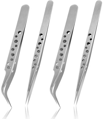 4 st pincettspets, antistatisk pincett i rostfritt stål böjd och rak, böjd pincett, tweezers, professionell precisionspincett för vattenhusdjur, hantverk, reparation