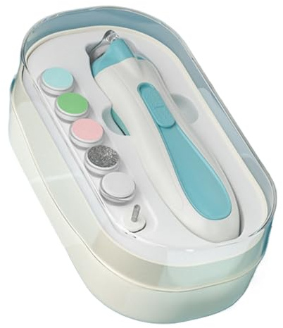 Nixiara Elektrisk babynagelfil, elektrisk baby, elektriska nagelklippare, trimstämpelsats med LED-batteri Powered Anti-Pinch Children's Manicure