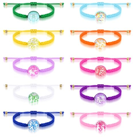 HJZHII Lot de 10 bracelets d'amitié pour enfants, réglables, fleurs colorées, bracelet d'amitié, tressé, enroulement tissé, pour garçons et filles