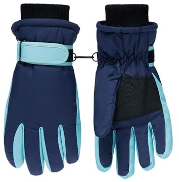 Haloumoning Kids Ski Gloves Waterproof Thermal Winter Warm Snow Snowboard Cycling Gloves for Boys Girls 3-15Y