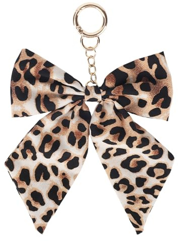 Goktvai Leopard Print Bow Bag Charm for Woman, Stylish Leopard Print Bow Keychain Accessory for Purses Handbags Bag Accessories PU Keychains