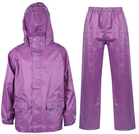 A2Z 4 Kids Waterproof Hooded Rain Suit Jacket & Trouser Set Kids | Lightweight Waterproof Rainwear Set with Bag for Kids Outdoor Protection