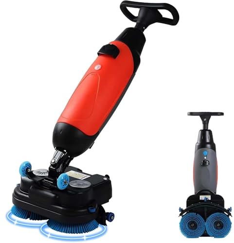 CUTANGELAR Máquina Fregadora De Suelos De Empuje Manual, Grado Comercial, Pulidora Multifuncional, Cabeza Giratoria 360°, 13000 Pies Cuadrados por Hora, Ideal para Supermercados, Aeropuertos(Red)