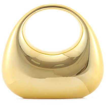 EVEOUT Dam akryl kuvertväska metallisk färg mini handväska med handtag böjd ihålig form kvällsväska för bröllop fest bal, Guld