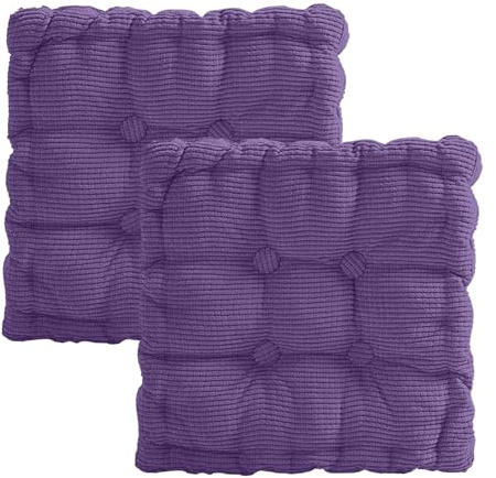 Set di 2 cuscini per sedia e pavimento, 40 x 40 cm, spessi, trapuntati con imbottitura in 100% cotone polipropilene, per interni ed esterni, per panca, sedia da giardino e sala da pranzo (viola)