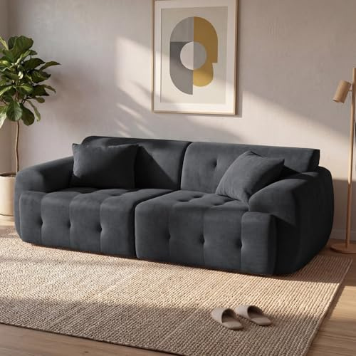 COMHOMA Boneless Sofa 2 Seater Modular Sectional Corner Sofa 180CM Cloud Couch with Deep Seat Memory Foam Sofa Bed for Living Room Bedroom No Assembly Required Grey