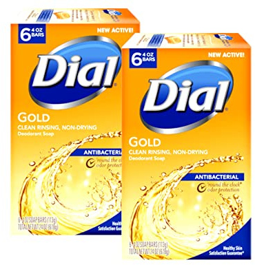 Dial Antibacterial Soap Bar, Gold, 6 Count (Pack of 2)
