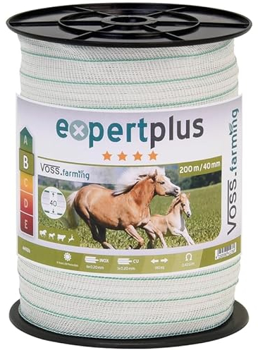 VOSS.farming Elektrozaun-Band 200m, 40mm, 1x0,20 Kupfer + 6x0,2 NIRO