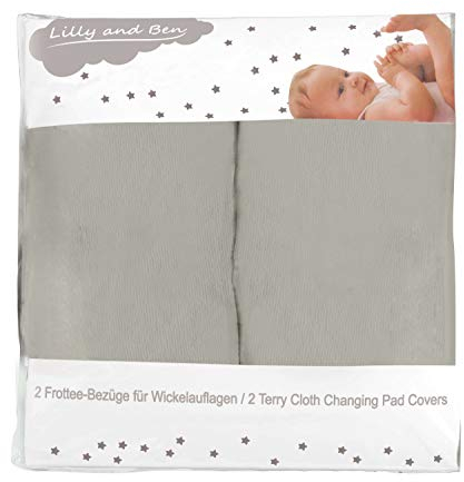Lilly and Ben Wickelauflagenbezug 2er Pack I kuscheliger & saugstarker Bezug mit Baumwoll-Oberfläche für Wickelauflage I pflegeleichter Spannbezug aus weichem Frottee