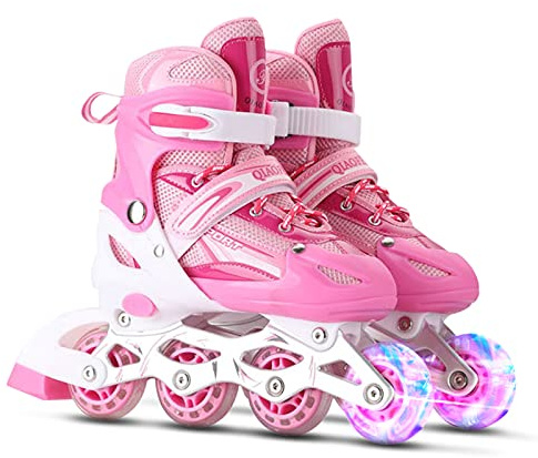 Lixada Patines en Línea con Ruedas Iluminadas, Patines 4 Ruedas Niña, Patines Niña, Inline Skates Ajustables, Patines en Linea Niña