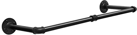 eSituro Kleiderstange Wandmontage, Kleiderständer für die Wand, Industrierohr Kleiderstangen, einfache Montage, schwarz