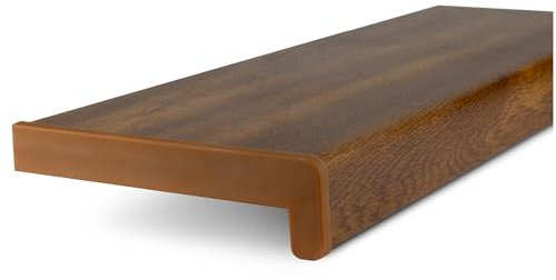 TJ Fensterbank Innen Kunststoff Eiche Gold Optik / 10 x 60 cm Fensterbank inkl. Seitenabschluss/PVC Fensterbank nach Maß/Fensterbank Innen kratzfest und feuchtigkeitsundurchlässig
