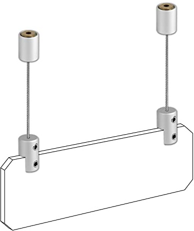 TUBYIC Colgador de letreros de techo, accesorios para colgar cuadros de aluminio sólido para colgar acrílico/cuadro/tablero/marco, paquete de 2, color plateado