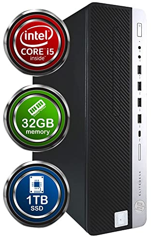 HP EliteDesk 800G4 Desktop Computer | Hexa Core Intel i5 (3.2) | 32GB DDR4 RAM | 1TB SSD Solid State | Windows 11 | Home or Office PC (Renewed)