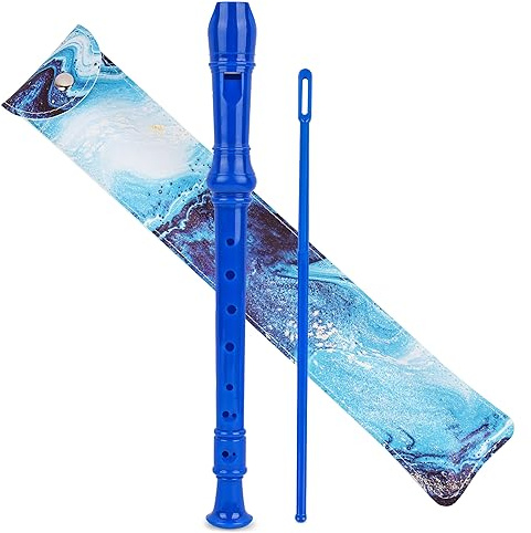 Jasenna Recorder Instrument for Beginner Adults,8-Hole Soprano Descant Recorder Music Flute with with Cleaning Rod & Leather Case For Home Entertainment(2-Blue Quicksand)