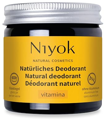 Niyok® Deocrema 2-in-1 Vitamina (40 ml) • Crema deodorante anti-traspirante naturale • Senza alluminio • 24h protezione • Solido, vegano • Per donna e uomo