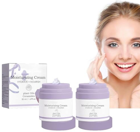 Lala Retro Whipped Cream, Polypeptidkräm, Push Down Cream Dispenser med pump, fuktgivande ansiktskräm 50 ml (2 st x lila)