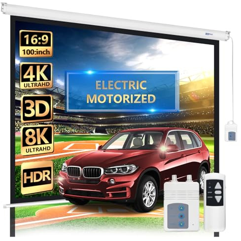 LopBast Screen 100 Motorized Projector Screen - Indoor and Outdoor Movies Screen 100 inch Electric 16:9