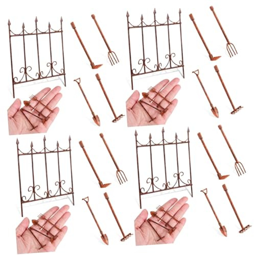 INOOMP Juego De 4 Miniherramientas De Jardinería Pala Rastrillo Tenedor para Plantar Flores En Parterres Pequeños Color Negro 5 Unidades X 4