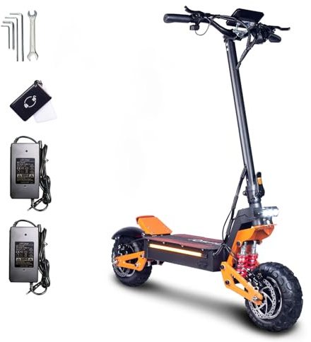 Patinete Electrico Adultos Todoterreno Scooter Eléctrico Rápido Motor Doble 11 Pulgadas Acelerador de Pulgar Neumáticos sin Cámara 60V38AH Batería de Litio Carga máxima 200 KG