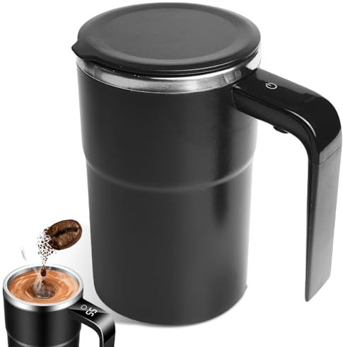 Taza autoagitable 380 ml, taza autoagitable con indicador de temperatura, taza de café automática automática automática de mezcla automática taza magnética para café, té, proteína leche
