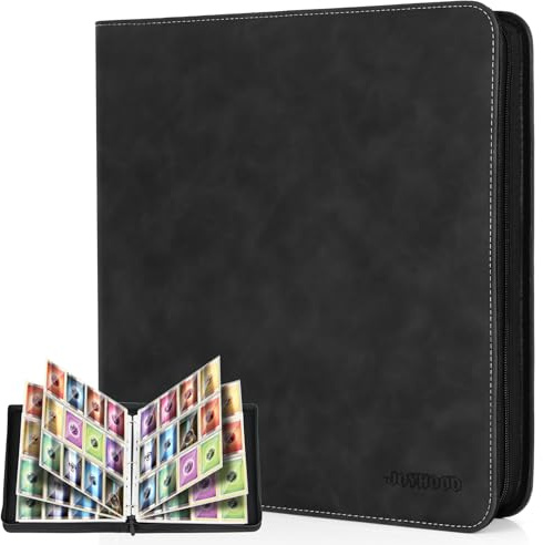 JoyHood Trading Card Binder, Card Collection Album Folder for PTCG/MTG/YGO/OCG Cards - Holding 960 Cards, NOT Suitable for Top Loaders(Dark, 12 Pockets)
