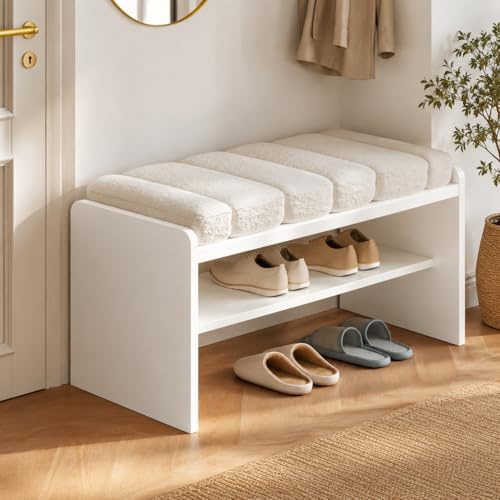 Panca di Conservazione, Scarpiera da Ingresso con Tavolo di Stoccaggio Imbottito, Sgabello Pratico Cambiamento Scarpe per Soggiorno, Mobili da Soggiorno Moderno e Minimalista