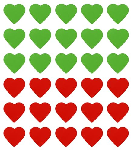 30pcs Aimants Double Face Rouges et Verts, en Forme de Cœur à Pastilles Magnétiques Rabattables Indicateurs d'État Magnétiques pour Tableau Blanc Réfrigérateur Bureau Salle de Classe et Cuisine