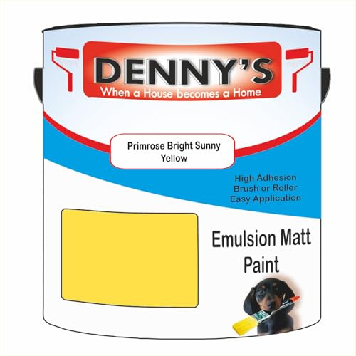Premium Interior Wall & Ceiling Emulsion Paint – Primrose Bright Sunny Yellow – Rich Matt Finish, Durable & Washable, Low Odour, Ideal for Living Rooms, Bedrooms & Hallways (1 Litre Tin)