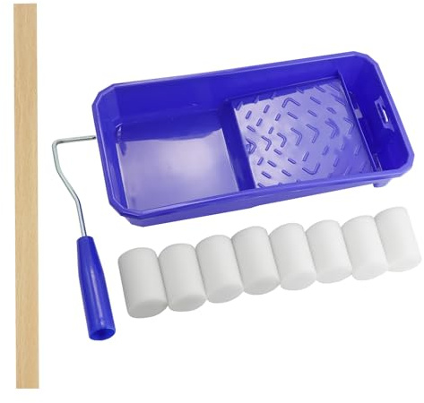 Set di rulli colorati piccolo, piccolo 5 cm, copertura per rullo di vernice in gommapiuma, rullo per verniciatura da 2 pollici, mini rullo per vernice, telaio e vaschetta per pittura di mobili e