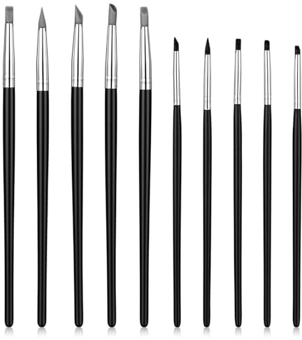 10 stycken silikonborstar måla efter siffror pensel akrylfärger silikonpensel modelleringsborste målarpensel skulpteringsverktyg modelleringsverktyg krukmakeriverktyg för gör-det-själv hantverk