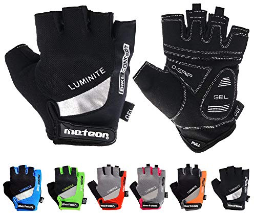 Meteor Fahrradhandschuhe, halber Finger, gepolstert, atmungsaktiv, Gel, gepolstert, stoßfest, rutschfest (XXL, schwarz)