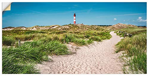 ARTland Wanddeko Wandtattoo selbstklebende Vinylfolie 100x50 cm Architektur Gebäude Leuchtturm Fotografie Blau Leuchtturm auf der Insel Amrum S5XX