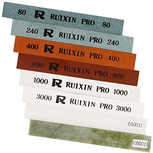 -Schleifsteine für RUIXIN Pro RX-008 Messerschärfer, fester Winkel, professionelles Schleifstein-Set, Schleifstein, Polierstein ohne Basis, 80/240/400/800/1000/3000/5000/1000 Körnung