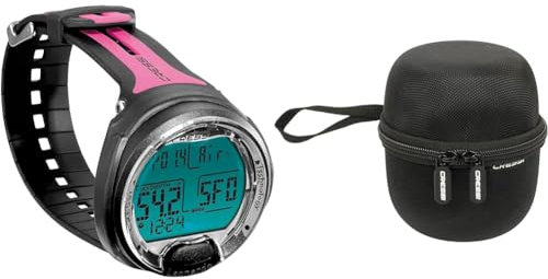 Cressi Leonardo Diving Computer Computer Subacqueo Aria/Nitrox, Modalita Profondimetro, Misura Unica, Unisex Adulto, Nero/Rosa & Watch/Computers Protective Case Borsa protettiva