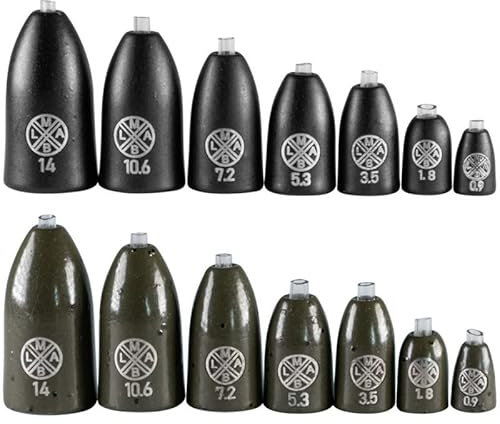 LMAB Tungsten Bullet Weight - Texas & Carolina Rig Gewichte zum Finesse Angeln, bleifrei mit Inlay, zum Barschangeln & Zanderangeln, Farbe Matt Black, Größe 10,6 g