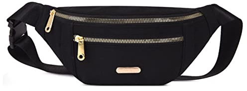 Riñonera para Mujer, cinturón de Correr para teléfono móvil, Bandolera, Cinturón de Dinero, riñonera Impermeable con Correa Ajustable para Viajes, Deportes, Correr, Running Negro