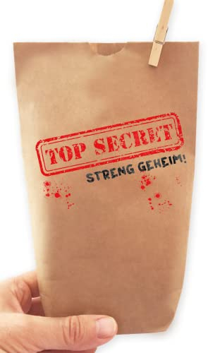8 x Streng geheim - Geschenktüten Tüten, Kraftpapier, zum Verpacken von Geschenken, Gastgeschenken, Mitgebsel, Giveaways, Kindergeburtstag, Schnitzeljagd, Schatzsuche