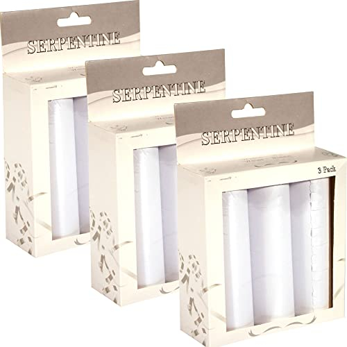 Carpeta Lot de 10 rouleaux de serpentins - Blanc - Décoration pour mariage, fête et anniversaire - 10 rouleaux avec un total de 180 streamers - Décoration de table blanche