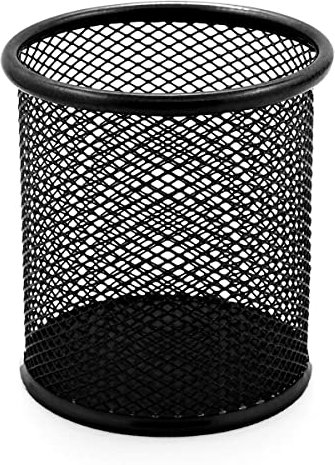 Waytex 931102 Pot à Crayons de Bureau en Métal mailles Mesh Porte Stylos Rond Noir